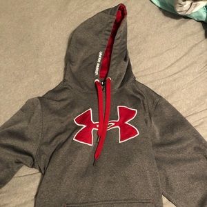 under armour, grey & red sweatshirt